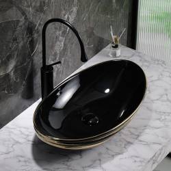 UMYWALKA NABLATOWA CERAMICZNA OWALNA LAVI-BL-GL-LN-625 CZARNA LAVI-BL-GL-LN-625