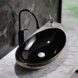 UMYWALKA NABLATOWA CERAMICZNA OWALNA LAVI-BL-GL-LN-625 CZARNA LAVI-BL-GL-LN-625