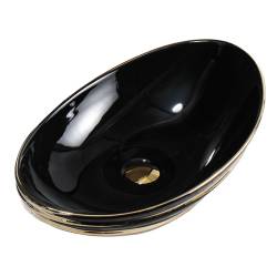 UMYWALKA NABLATOWA CERAMICZNA OWALNA LAVI-BL-GL-LN-625 CZARNA LAVI-BL-GL-LN-625