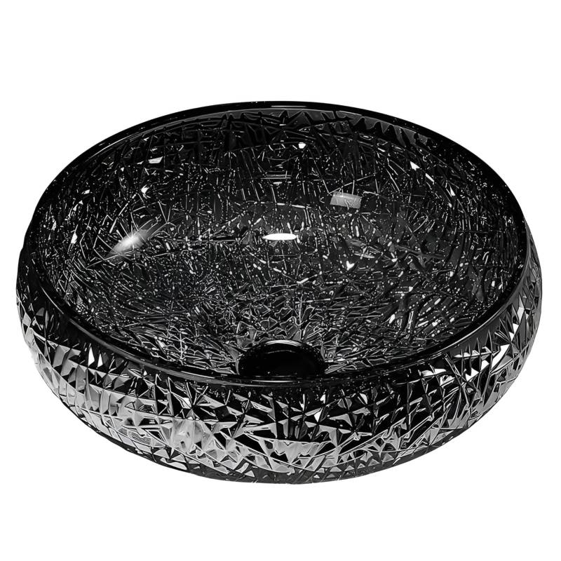 UMYWALKA NABLATOWA SZKLANA OKRĄGŁA CZARNA BRILLANT4-BL-410