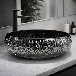 UMYWALKA NABLATOWA SZKLANA OKRĄGŁA CZARNA BRILLANT4-BL-410