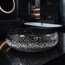 UMYWALKA NABLATOWA SZKLANA OKRĄGŁA CZARNA BRILLANT4-BL-410
