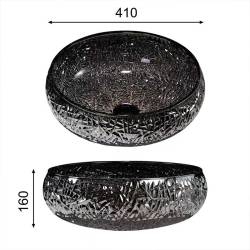 UMYWALKA NABLATOWA SZKLANA OKRĄGŁA CZARNA BRILLANT4-BL-410