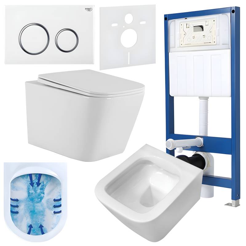 ZESTAW PODTYNKOWY WC STELAŻ HYDROSAN MISKA AQUA-WH-03 PRZYCISK BUTTON-4-WH BIAŁY