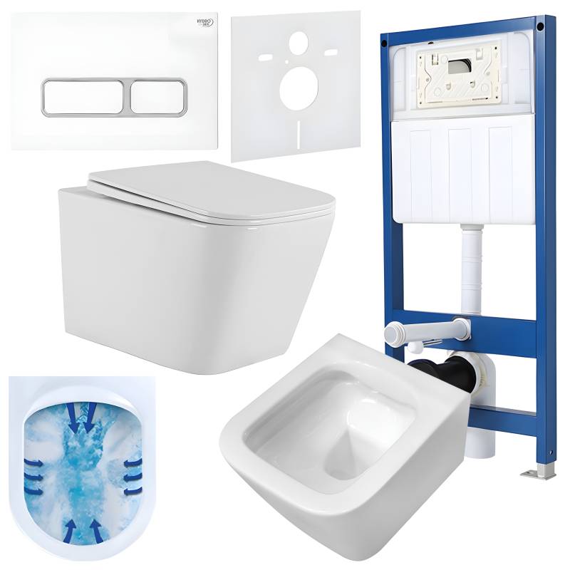 ZESTAW PODTYNKOWY WC STELAŻ HYDROSAN MISKA AQUA-WH-03 PRZYCISK BUTTON-6-WH BIAŁY