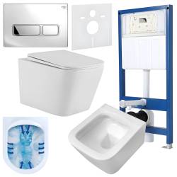 ZESTAW PODTYNKOWY WC STELAŻ HYDROSAN MISKA AQUA-WH-03 PRZYCISK BUTTON-6-CH CHROM