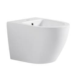 BIDET ŁAZIENKOWY PODWIESZANY WISZĄCY CERAMICZNY OWALNY BIAŁY BID-MIZU-WH 49 CM BID-MIZU-WH