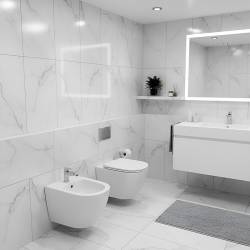 BIDET ŁAZIENKOWY PODWIESZANY WISZĄCY CERAMICZNY OWALNY BIAŁY BID-MIZU-WH 49 CM BID-MIZU-WH