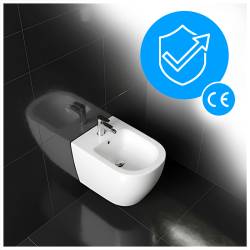 BIDET ŁAZIENKOWY PODWIESZANY WISZĄCY CERAMICZNY OWALNY BIAŁY BID-MIZU-WH 49 CM BID-MIZU-WH