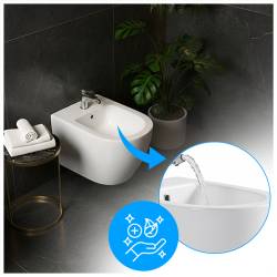 BIDET ŁAZIENKOWY PODWIESZANY WISZĄCY CERAMICZNY OWALNY BIAŁY BID-MIZU-WH 49 CM BID-MIZU-WH