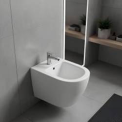 BIDET ŁAZIENKOWY PODWIESZANY WISZĄCY CERAMICZNY OWALNY BIAŁY BID-MIZU-WH 49 CM BID-MIZU-WH