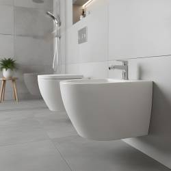 BIDET ŁAZIENKOWY PODWIESZANY WISZĄCY CERAMICZNY OWALNY BIAŁY BID-MIZU-WH 49 CM BID-MIZU-WH