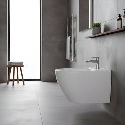 BIDET ŁAZIENKOWY PODWIESZANY WISZĄCY CERAMICZNY OWALNY BIAŁY BID-MIZU-WH 49 CM BID-MIZU-WH