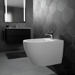 BIDET ŁAZIENKOWY PODWIESZANY WISZĄCY CERAMICZNY OWALNY BIAŁY BID-MIZU-WH 49 CM BID-MIZU-WH