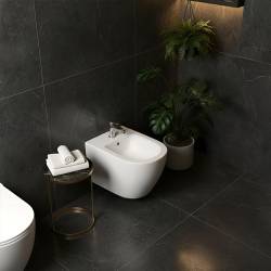 BIDET ŁAZIENKOWY PODWIESZANY WISZĄCY CERAMICZNY OWALNY BIAŁY BID-MIZU-WH 49 CM BID-MIZU-WH