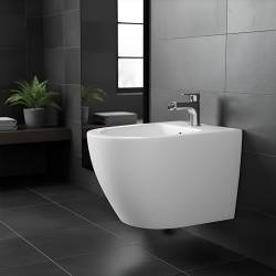 BIDET ŁAZIENKOWY PODWIESZANY WISZĄCY CERAMICZNY OWALNY BIAŁY BID-MIZU-WH 49 CM BID-MIZU-WH