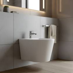 BIDET ŁAZIENKOWY PODWIESZANY WISZĄCY CERAMICZNY OWALNY BIAŁY BID-PRIMA-WH 49 CM BID-PRIMA-WH