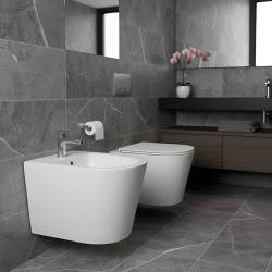 BIDET ŁAZIENKOWY PODWIESZANY WISZĄCY CERAMICZNY OWALNY BIAŁY BID-PRIMA-WH 49 CM BID-PRIMA-WH