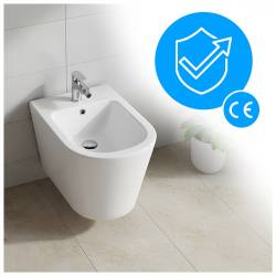 BIDET ŁAZIENKOWY PODWIESZANY WISZĄCY CERAMICZNY OWALNY BIAŁY BID-PRIMA-WH 49 CM BID-PRIMA-WH