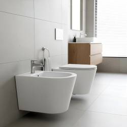 BIDET ŁAZIENKOWY PODWIESZANY WISZĄCY CERAMICZNY OWALNY BIAŁY BID-PRIMA-WH 49 CM BID-PRIMA-WH
