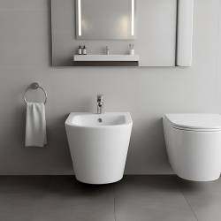 BIDET ŁAZIENKOWY PODWIESZANY WISZĄCY CERAMICZNY OWALNY BIAŁY BID-PRIMA-WH 49 CM BID-PRIMA-WH