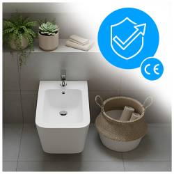 BIDET ŁAZIENKOWY PODWIESZANY WISZĄCY CERAMICZNY OWALNY BIAŁY BID-RAIN-WH 52 CM BID-RAIN-WH