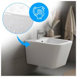 BIDET ŁAZIENKOWY PODWIESZANY WISZĄCY CERAMICZNY OWALNY BIAŁY BID-RAIN-WH 52 CM BID-RAIN-WH