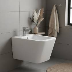 BIDET ŁAZIENKOWY PODWIESZANY WISZĄCY CERAMICZNY OWALNY BIAŁY BID-RAIN-WH 52 CM BID-RAIN-WH