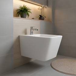 BIDET ŁAZIENKOWY PODWIESZANY WISZĄCY CERAMICZNY OWALNY BIAŁY BID-RAIN-WH 52 CM BID-RAIN-WH