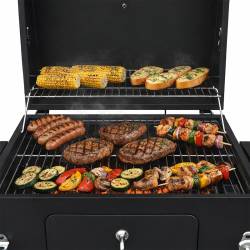 GRILL WĘGLOWY ZAMYKANY OGRODOWY DUŻY Z POKRYWĄ PÓŁKAMI OTWIERACZ POPIELNIK VL17