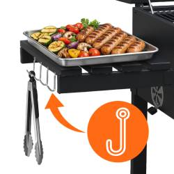 GRILL WĘGLOWY ZAMYKANY OGRODOWY DUŻY Z POKRYWĄ PÓŁKAMI OTWIERACZ POPIELNIK VL17