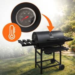 GRILL WĘGLOWY ZAMYKANY OGRODOWY Z PÓŁKAMI BLATEM POKRYWA BECZKA POPIELNIK VL19