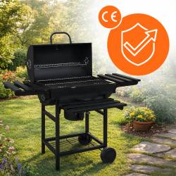 GRILL WĘGLOWY ZAMYKANY OGRODOWY Z PÓŁKAMI BLATEM POKRYWA BECZKA POPIELNIK VL19