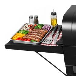 GRILL WĘGLOWY ZAMYKANY OGRODOWY DUŻY Z POKRYWĄ PÓŁKAMI TERMOMETR KOMIN VL18