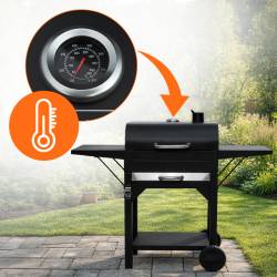 GRILL WĘGLOWY ZAMYKANY OGRODOWY DUŻY Z POKRYWĄ PÓŁKAMI TERMOMETR KOMIN VL18