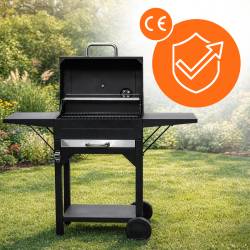 GRILL WĘGLOWY ZAMYKANY OGRODOWY DUŻY Z POKRYWĄ PÓŁKAMI TERMOMETR KOMIN VL18