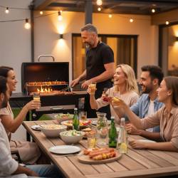 GRILL WĘGLOWY ZAMYKANY OGRODOWY DUŻY Z POKRYWĄ PÓŁKAMI TERMOMETR KOMIN VL18
