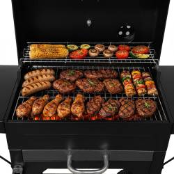 GRILL WĘGLOWY ZAMYKANY OGRODOWY DUŻY Z POKRYWĄ PÓŁKAMI TERMOMETR KOMIN VL18