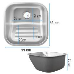 ZLEW GOSPODARCZY STAL NIERDZEWNA JEDNOKOMOROWY ZES-ASTA-CH-45X45 ZLEW KUCHENNY SYFON UCHWYTY 2 GATUNEK ZES-ASTA-CH-45X45
