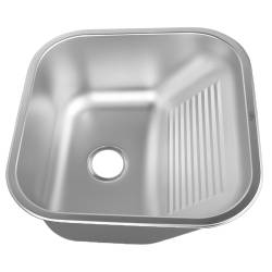 ZLEW GOSPODARCZY STAL NIERDZEWNA JEDNOKOMOROWY ZES-ASTA-CH-45X45 ZLEW KUCHENNY SYFON UCHWYTY 2 GATUNEK ZES-ASTA-CH-45X45