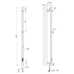 GRZEJNIK ŁAZIENKOWY ELEKTRYCZNY ŚCIENNY PIONOWY 1405x32 CZARNY KASJAN-BL-1