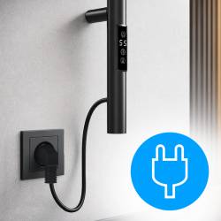 GRZEJNIK ŁAZIENKOWY ELEKTRYCZNY ŚCIENNY PIONOWY 1405x32 CZARNY KASJAN-BL-1