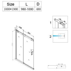 DRZWI PRYSZNICOWE ZES-SH03B-100 CHROM 95-100 CM 8 MM