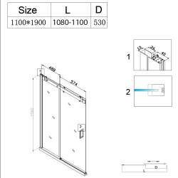 DRZWI PRYSZNICOWE PRZESUWNE DO WNĘKI ZES-SH03C-BL-110 CZARNE 105-110 CM 8 MM
