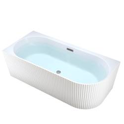 WANNA WOLNOSTOJĄCA PRZYŚCIENNA RIO 504B LEWA BIAŁA PRZELEW SZCZOTKOWANA STAL 150x75 CM RIO-504B-L-P-GR-BR