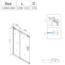 DRZWI PRYSZNICOWE PRZESUWNE DO WNĘKI ZES-SH03E-130 CHROM 125-130 CM 8 MM