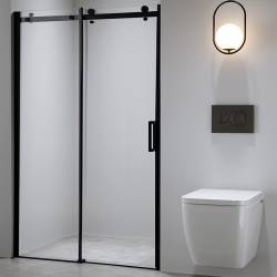 DRZWI PRYSZNICOWE PRZESUWNE DO WNĘKI ZES-SH03E-BL-130 CZARNE 125-130 CM 8 MM