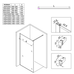 ŚCIANKA PRYSZNICOWA WIF-1200 CHROM 120 CM 8 MM WIF-1200