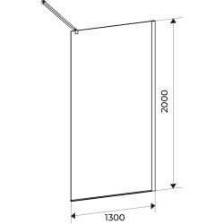 ŚCIANKA PRYSZNICOWA SH07G CZARNA 130 CM 8 MM SH07G-BL-130