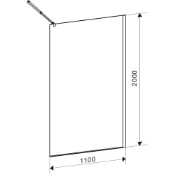 ŚCIANKA PRYSZNICOWA SH07E CZARNA 110 CM 8 MM SH07E-BL-110